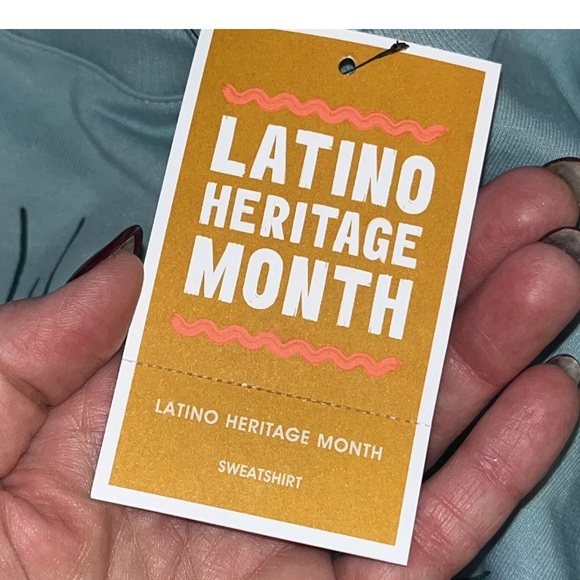 NEW 2XL Latino Heritage “Hola” Sweatshirt Mint Light Blue XXL Cotton Blend Shirt - Picture 12 of 12